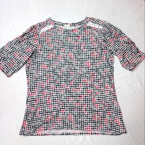 Como Blu Short Sleeve Soft Zig Zags Shirt Sweater Feel Embellished